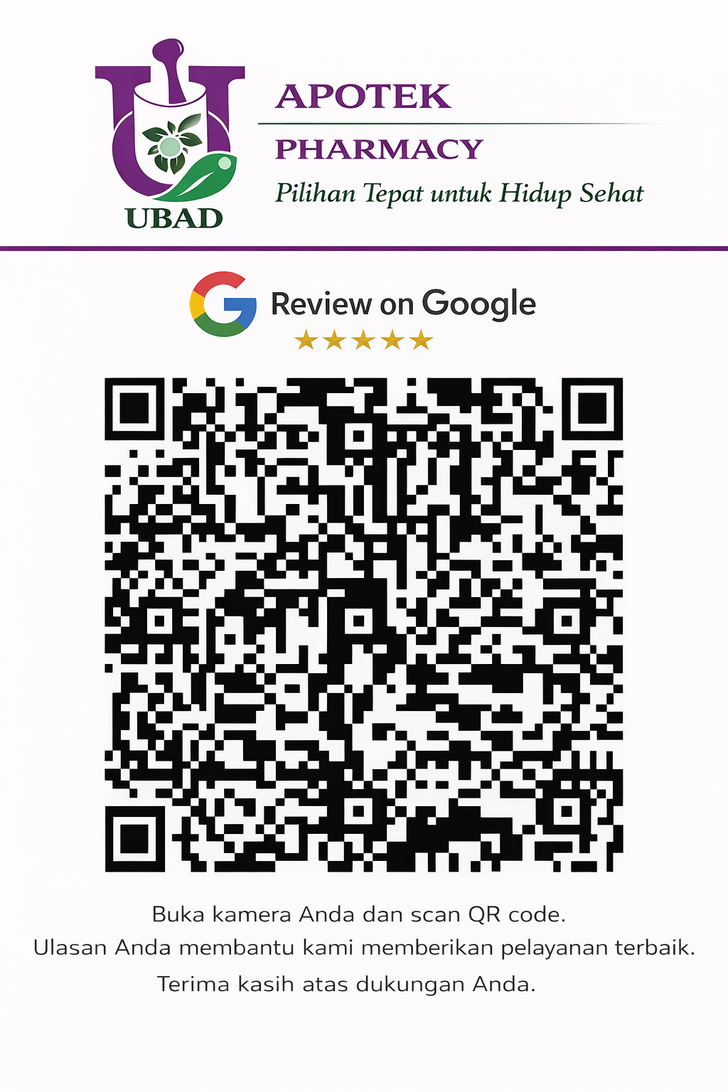 Poster Google Review Apotek UBAD